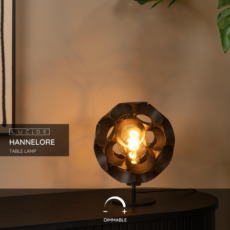 Lucide HANNELORE - Stolná lampa - Ø 25 cm - 1xE27 - Čierna